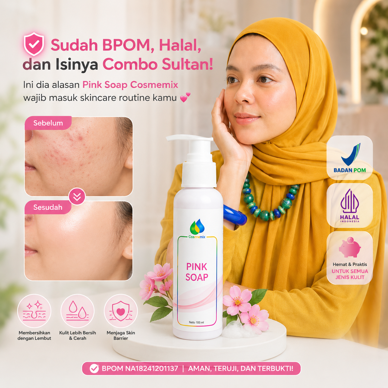 Cosmemix pink soap 100ml