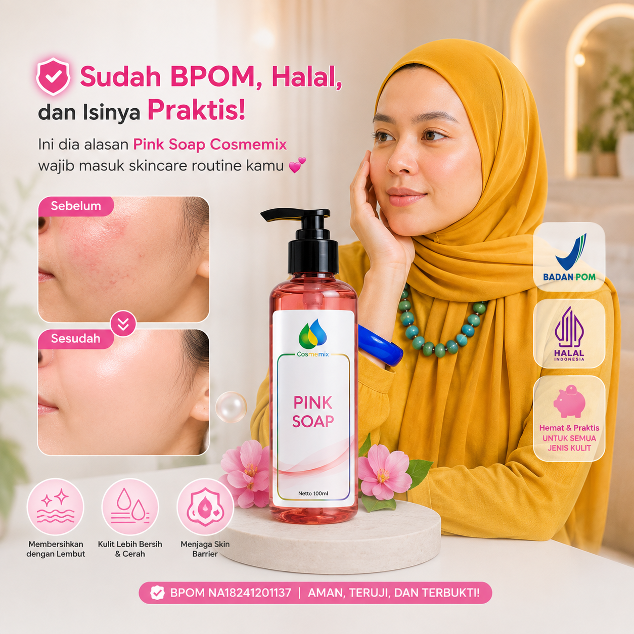 Cosmemix Pink soap 250ml